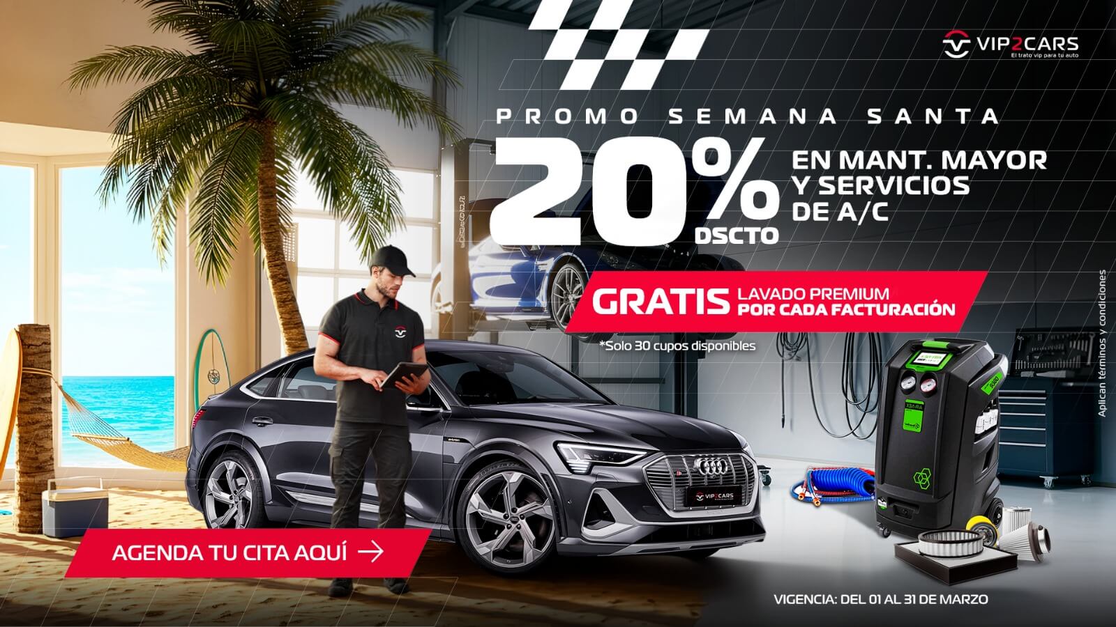 20% en mant. mayor y servicios de A/C + Lavado premium gratis